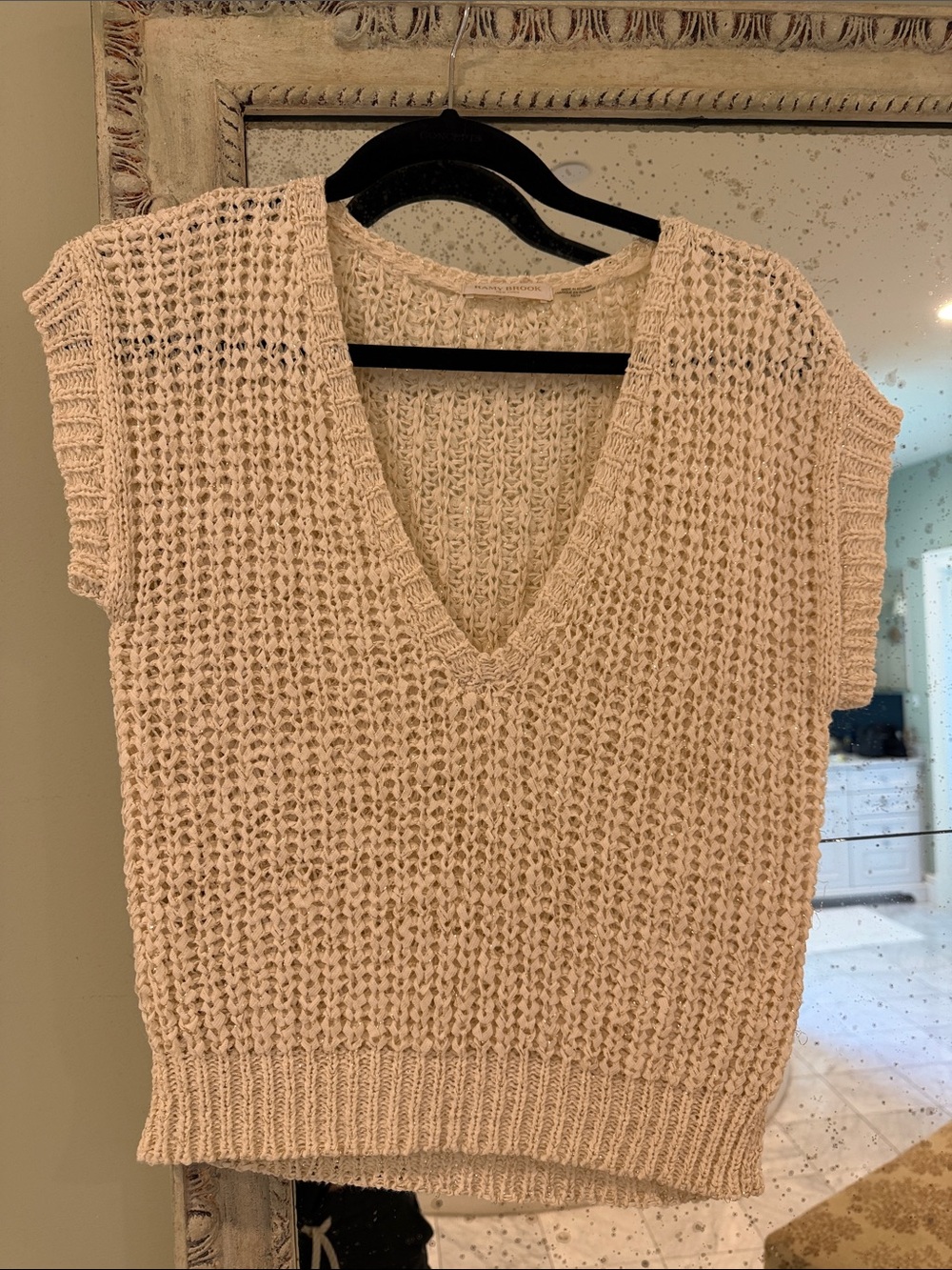 Ramy Brook V Neck Knit Sweater Vest - Cream